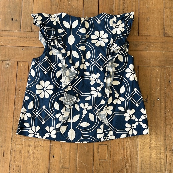 Jacadi blue floral flutter sleeve top - Picture 4 of 5